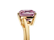 Solitaire Engagement Ring Setting for Fancy Pink Asscher Cut Center with Plain Bypass Twist Band and Prong Head in Yellow Gold