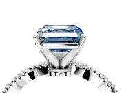 Solitaire Engagement Ring Setting for Fancy Blue Asscher Cut Center with Twist Band and Bead Prong Head in Sterling Silver