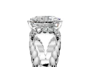 Halo Engagement Ring Setting for Radiant Cut Center with Rope Twist Split Shank and Prong Head in Sterling Silver
