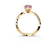 Side Accent Engagement Ring Setting for Fancy Pink Cushion Cut Center with Accent Shoulders and Prong Head in Yellow Gold