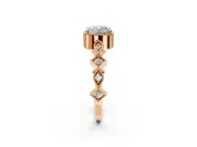 Milgrain Bezel Engagement Ring Setting for Cushion Cut Center with Marquise Stations and Bezel Head in Rose Gold