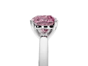 Solitaire Engagement Ring Setting for Fancy Pink Cushion Cut Center with Basket Rail and Prong Head in Platinum