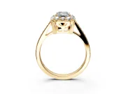 Floral Halo Engagement Ring Setting for Emerald Cut Center with Large Halo Accents and Prong Head in Yellow Gold