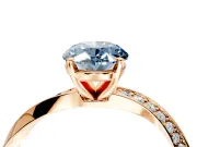 Side Accent Engagement Ring Setting for Fancy Blue Oval Center with Accent Shoulders and Prong Head in Rose Gold