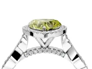Halo Engagement Ring Setting for Fancy Yellow Heart-Shaped Center with Twist Band and Prong Head in Platinum