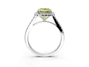 Halo Engagement Ring Setting for Fancy Yellow Princess Cut Center with Narrowing Pave Band and Prong Head in Platinum