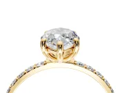 Solitaire Engagement Ring Setting for Marquise Center with Pave Accents and Prong Head in Yellow Gold