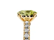Solitaire Engagement Ring Setting for Fancy Yellow Oval Center with Single Row Accent Band and Prong Head in Yellow Gold