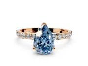 Solitaire Engagement Ring Setting for Fancy Blue Pear-Shaped Center with Fine Pave Accents and Prong Head in Rose Gold
