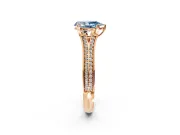 Solitaire Engagement Ring Setting for Fancy Blue Pear-Shaped Center with Pave Rail Split Shank and Prong Head in Rose Gold