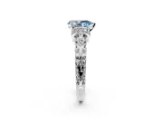 Solitaire Engagement Ring Setting for Fancy Blue Pear-Shaped Center with Filigree Band and Prong Head in Platinum