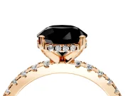Solitaire Engagement Ring Setting for Fancy Black Round Cut Center with Band of Accents and Prong Head in Rose Gold