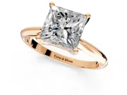 Solitaire Engagement Ring Setting for Princess Cut Center with Knife Ridge Band and Claw Prong Head in Rose Gold