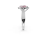 Halo Engagement Ring Setting for Fancy Pink Pear-Shaped Center with Square Band and Prong Head in Platinum