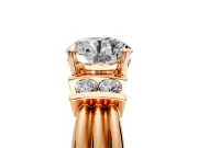 Solitaire Engagement Ring Setting for Round Cut Center with Grooved Bar Accent Band and Prong Head in Rose Gold