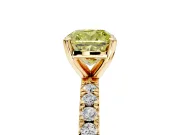 Solitaire Engagement Ring Setting for Fancy Yellow Cushion Cut Center with Fine Pave Band and Claw Prong Head in Yellow Gold