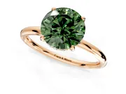 Solitaire Engagement Ring Setting for Fancy Green Round Cut Center with Plain Band, Open Basket and Prong Head in Rose Gold