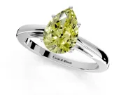 Solitaire Engagement Ring Setting for Fancy Yellow Pear-Shaped Center with Open Cathedral Shoulders and Prong Head in Sterling Silver