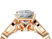 Solitaire Engagement Ring Setting for Princess Cut Center with Marquise and Bezel Accents and Prong Head in Rose Gold