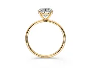 Solitaire Engagement Ring Setting for Round Cut Center with Straight Thin Band and Prong Head in Yellow Gold
