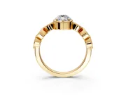 Vintage Station Engagement Ring Setting for Marquise Center with Accents and Prong Head in Yellow Gold