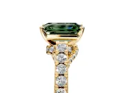 Solitaire Engagement Ring Setting for Fancy Green Emerald Cut Center with Crossover Accents and Prong Head in Yellow Gold