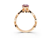 Solitaire Engagement Ring Setting for Fancy Pink Emerald Cut Center with Accented Twist Band and Leaf Prong Head in Rose Gold