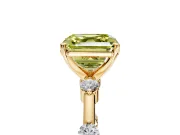 Solitaire Engagement Ring Setting for Fancy Yellow Asscher Cut Center with Bezel Station Band and Prong Head in Yellow Gold
