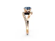 Solitaire Engagement Ring Setting for Fancy Blue Round Cut Center with Pave Bypass Swirl Band and Prong Head in Rose Gold