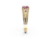 Split Shank Engagement Ring Setting for Fancy Pink Cushion Cut Center with Pave Split Shank and Prong Head in Yellow Gold
