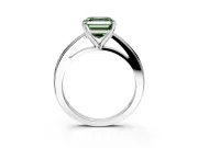 Solitaire Engagement Ring Setting for Fancy Green Asscher Cut Center with Flat-Sided Plain Band and Prong Head in Sterling Silver