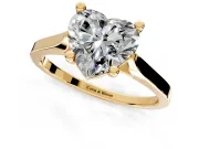 Solitaire Engagement Ring Setting for Heart-Shaped Center with Tapered Shoulders and Prong Head in Yellow Gold