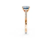 Solitaire Engagement Ring Setting for Fancy Blue Princess Cut Center with Channel Accents and Prong Head in Rose Gold