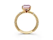 Rope Engagement Ring Setting for Fancy Pink Asscher Cut Center with Accent Shoulders and Prong Head in Yellow Gold
