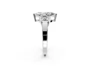 3 Stone Engagement Ring Setting for Marquise Center with Matching Side Accents and Prong Head in Sterling Silver