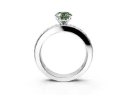 Solitaire Engagement Ring Setting for Fancy Green Oval Center with Channel-Set Accents and Prong Head in Platinum