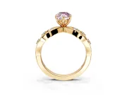 Solitaire Engagement Ring Setting for Fancy Pink Marquise Center with Criss-Cross Accent Band and Prong Head in Yellow Gold
