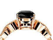 Leaf Engagement Ring Setting for Fancy Black Cushion Cut Center with Milgrain Accent Band and Prong Head in Rose Gold