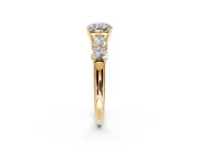 5 Stone Engagement Ring Setting for Cushion Cut Center with Graduated Accents and Prong Head in Yellow Gold