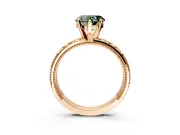 Solitaire Engagement Ring Setting for Fancy Green Heart-Shaped Center with XO Engraved Band and Prong Head in Rose Gold