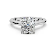 Solitaire Engagement Ring Setting for Radiant Cut Center with Narrow Cathedral Band and Prong Head in Sterling Silver