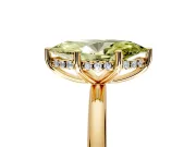 Hidden Halo Engagement Ring Setting for Fancy Yellow Marquise Center with Thin Round-Wire Band and Prong Head in Yellow Gold