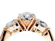 3 Stone Engagement Ring Setting for Pear-Shaped Center with Large Pear-Shaped Accents and Prong Head in Rose Gold