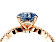 Solitaire Engagement Ring Setting for Fancy Blue Round Cut Center with Twist Band and Bead Prong Head in Rose Gold