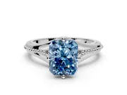 Solitaire Engagement Ring Setting for Fancy Blue Radiant Cut Center with Milgrain Cathedral Band and Prong Head in Sterling Silver