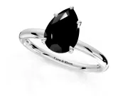 Hidden Halo Engagement Ring Setting for Fancy Black Pear-Shaped Center with Thin Rounded Band and Prong Head in Platinum