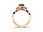 3 Stone Engagement Ring Setting for Fancy Green Radiant Cut Center with Pave Twist Band and Prong Head in Rose Gold