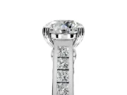 Solitaire Engagement Ring Setting for Round Cut Center with Channel Band and Double Claw Prong Head in Sterling Silver