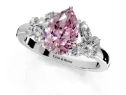 Solitaire Engagement Ring Setting for Fancy Pink Pear-Shaped Center with Marquise Flower Shoulders and Prong Head in Platinum