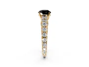 Solitaire Engagement Ring Setting for Fancy Black Round Cut Center with Pave Cathedral Shoulders and Prong Head in Yellow Gold